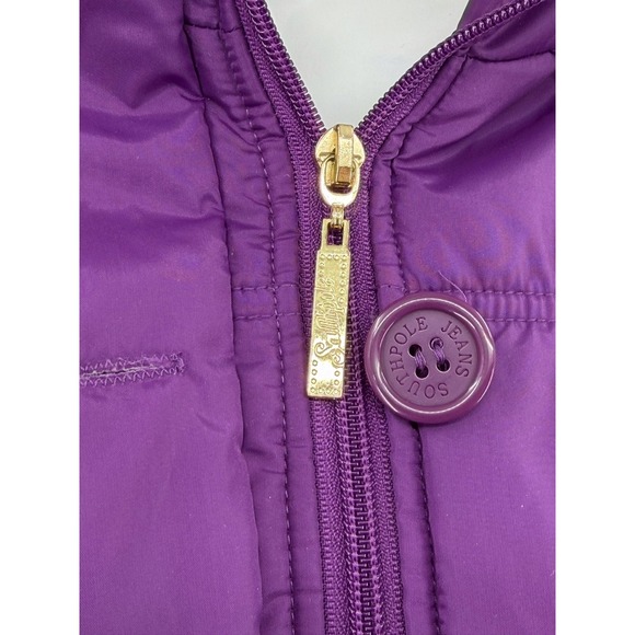 Southpole Jacket Women Medium Purple Hooded Puffer Faux Fur Winter Y2k Quilted - Picture 3 of 15